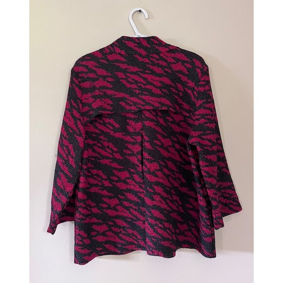 Travelers Collection By Chico's Womens Size 2 US Size 12 Black Red Jacket Button - Picture 2 of 5